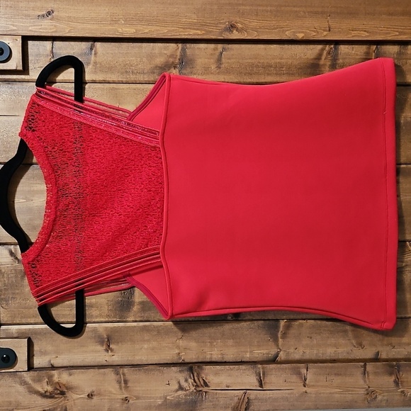 Dynamite Cherry Red Lace Racerback Tank Top Size S - Picture 4 of 11